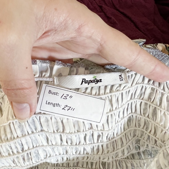 Papaya Y2K Silky Bohemian Pattern Puff Sleeve Blouse - Picture 7 of 7